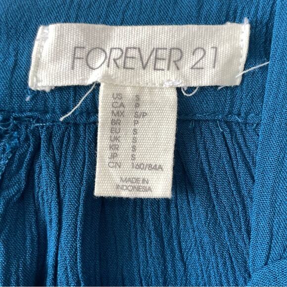 Forever 21 teal boho sleeveless blouse size small - Picture 2 of 6